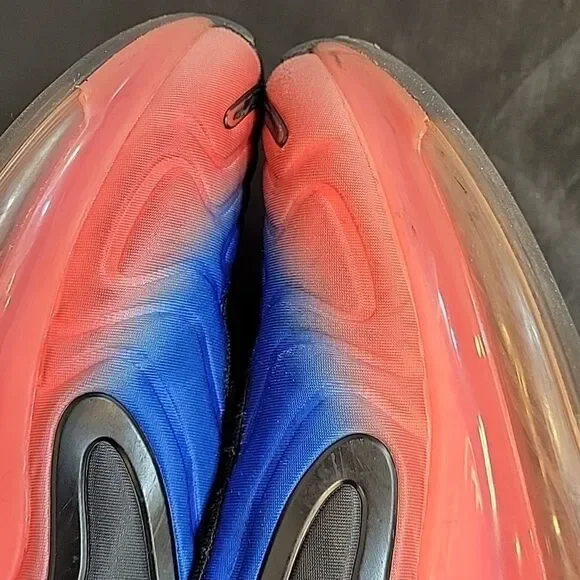 NIKE AIR MAX 720 GS BLACK RACER BLUE LACE-UP CLOSURE SNEAKER G1 - Picture 9 of 15